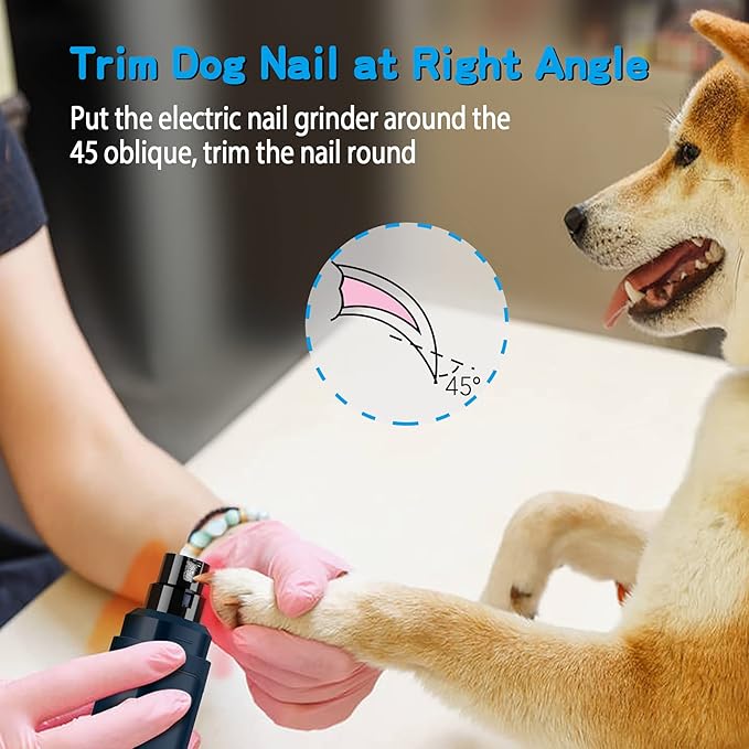 Casfuy Dog Nail Grinder Upgraded - Professional 2-Speed Electric Rechargeable Pet Nail Trimmer Painless Paws Grooming & Smoothing for Small Medium Large Dogs & Cats (Dark Blue) - PAWPICO