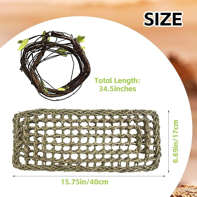 Resin Skull Habitat Hideout Cave Decor Reptile Hammock Lizard Lounger Bearded Dragon Tank Accessories Reptiles Hanging Vine Bendable Jungle Climbing Plant Terrarium Decoration(4PCS) MUYG