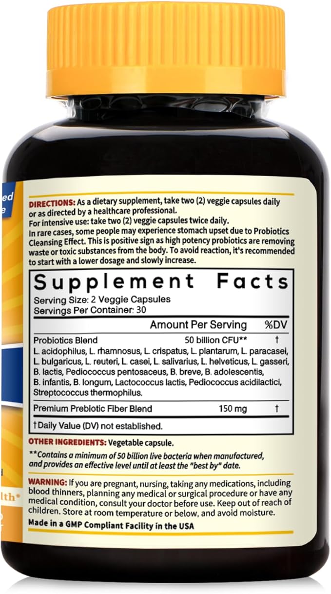 NewRhythm Probiotics 50 Billion CFU 20 Strains, 120 Veggie Capsules, Targeted Release Technology, Stomach Acid Resistant, No Need for Refrigeration, Non-GMO, Gluten Free NewRhythm