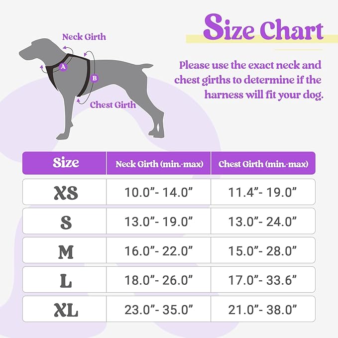 rabbitgoo Dog Harness No Pull with 2 Leash Clips, Adjustable Soft Padded, Reflective Oxford No Choke Pet Vest with Easy Control Handle for Large Dogs, Purple & Yellow, L rabbitgoo
