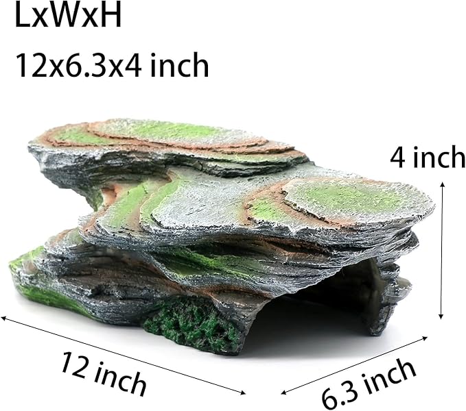 Reptile Resting Terrace Tortoise Climbing Platform Shale Scape Step Ledge, Reptile Cave Hideout Leopard Gecko Accessories Decorations, Great for Reptiles, Amphibians, Bearded Dragons, Lizard, Frogs relaqcc