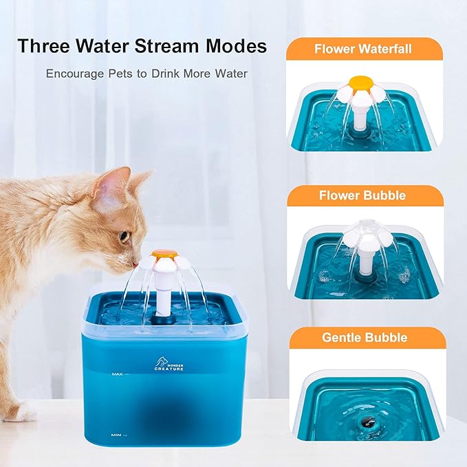 Cat Water Fountain, 67oz/2L Automatic Cat Drinking Fountain, Pet Water Fountain with LED Light and Filter for Cats and Small Dogs (Green) - PAWPICO