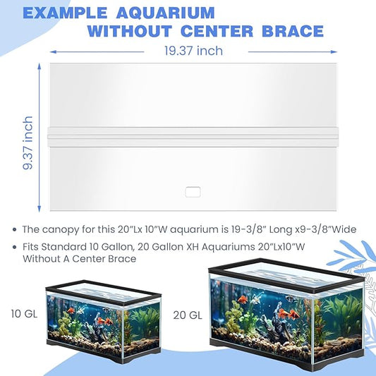Juexica Aquarium Lid Acrylic Canopy Set Aquarium Top CoverFish Tank Lid Without Center Brace, with a Hook Knife (20 x 10 Inches) Juexica