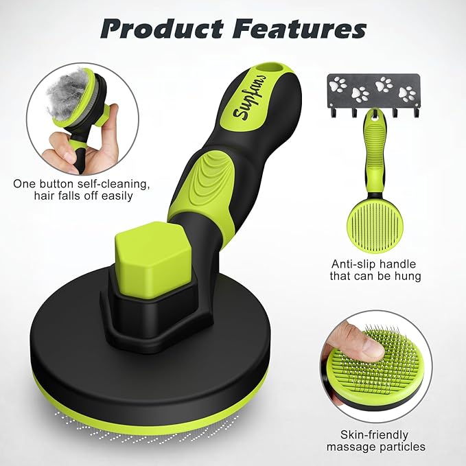 Comotech 3PCS Cat Grooming Kit | Cat Brush | Cat Brushes for indoor Cats | Cat Nail Clipper | Cat Nail Trimmer | Cat Bath Brush | Cat Brush for Shedding - Premium Cat Supplies (Green) - PAWPICO
