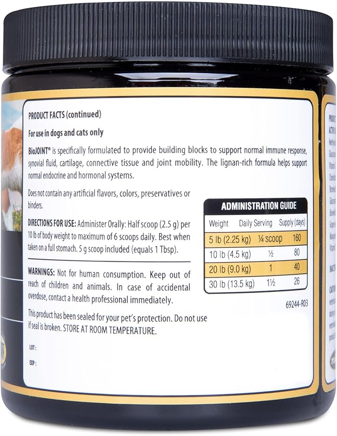 BioJOINT Advanced Joint Mobility Support, Advanced Hip, Joint, Cartilage & Connective Tissue Support, 40-Day Supply for 20-lb. Animal, 7-oz. Powder FloraHealth