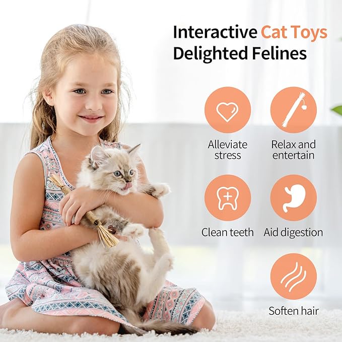 Cat Toys - 3PCS Silvervine Chew Sticks & 1PCS Silvervine Powder, Cat Dental Toys for Kitten Teeth Cleaning, 100% Natural Catnip Alternative for Chewing, Training & Playing - PAWPICO