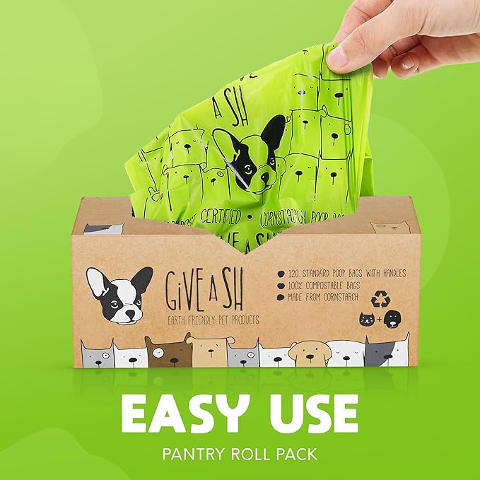100% Certified Home Compostable Dog Poop Bags with Handles - 10% to Charity - ASTM D6400 & EN 13432 Compliant Large Poop Bags - 120 Bags - Large Pantry Roll of Plant Based Compostable Poop Bags - PAWPICO