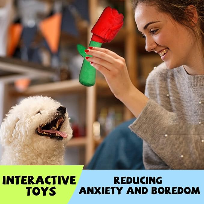 Rose Puzzle Dog Toy, Valentine's Day & Christmas Gift, Squeaky Crinkle Enrichment Snuffle Mat, for Small Medium Large Dogs & Puppies - PAWPICO