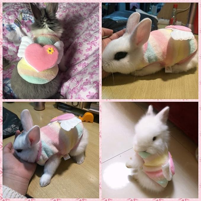 Winter Warm Fleece Bunny Rabbit Clothes Cute Small Animal Guinea Pig Chinchilla Ferret Angel Costume Accessories Outfit for Hamster Ferret Rat Guinea Pig Cat Kitten Dog Puppy and Small Animals (XXXS) HAICHENTEC