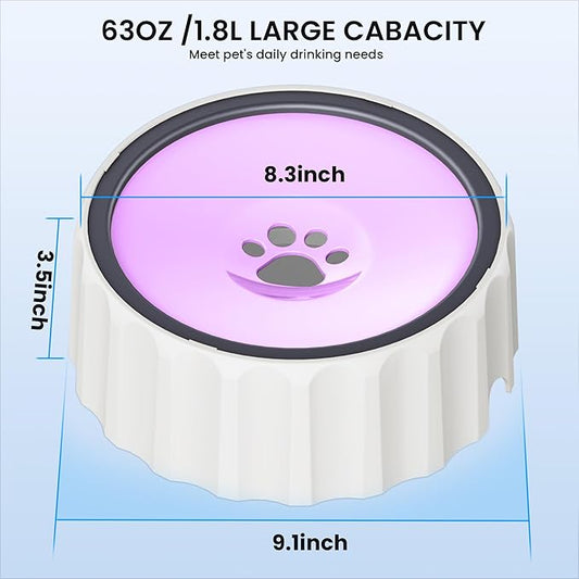 Dog Water Bowl No Spill 70oz/2L Large Capacity Dog Water Bowl Dispenser Non Slip No Splash Dog Water Bowl Pet Slow Feeder No Drip Dog Water Bowl on Vehicle Slow Water Bowl for Dogs and Cat Pink - PAWPICO