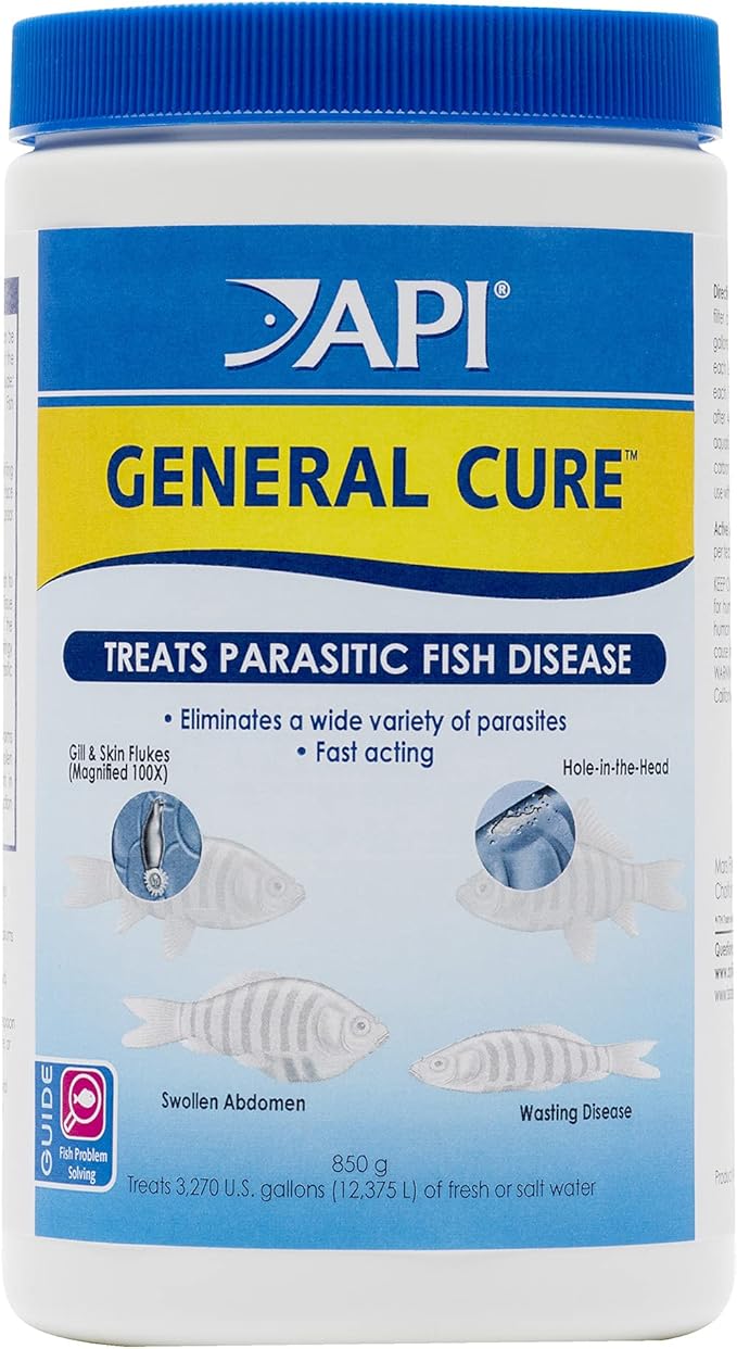 API GENERAL CURE Freshwater and Saltwater Fish Powder Medication 30-Ounce Bulk Box,White API