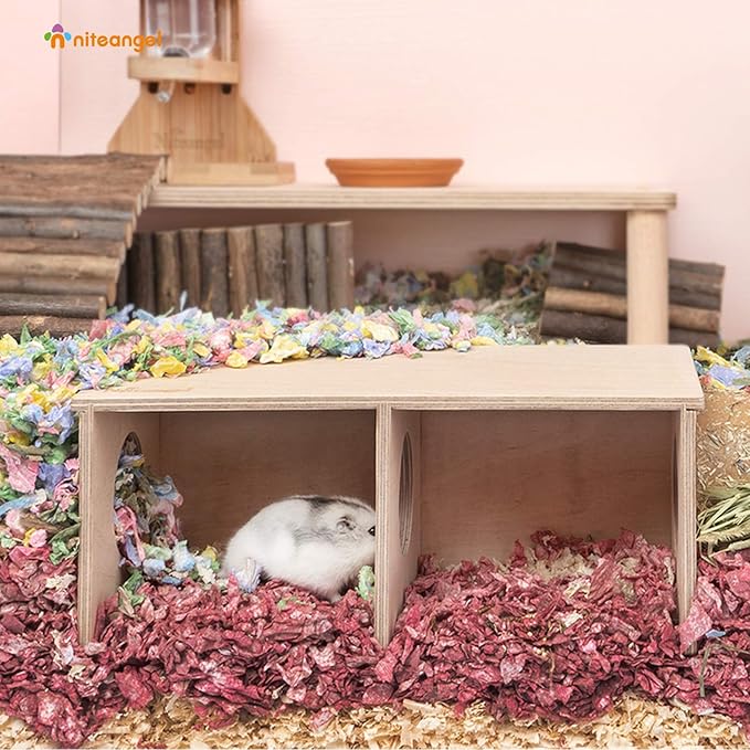 Niteangel Hamster Secret Peep Shed 2-Chamber Hideout & Tunnel Exploring Toys (Small - for Dwarf Hamster) Niteangel