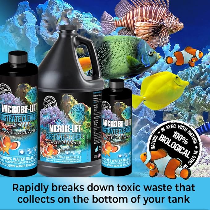 MICROBE-LIFT Professional Gravel & Substrate Cleaner for Freshwater and Saltwater Tanks, 64 Ounces Microbe-Lift