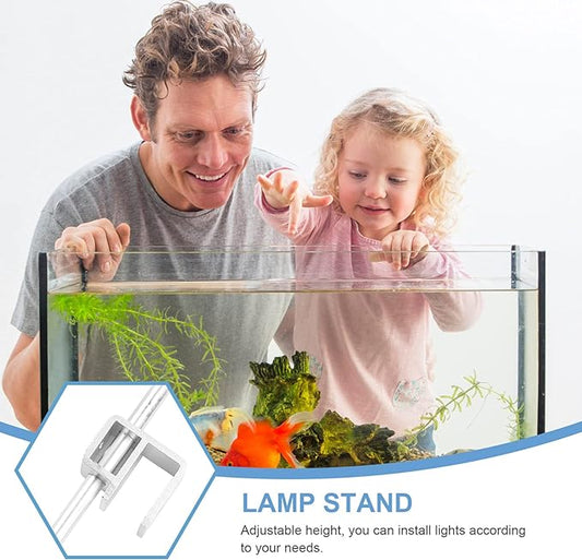 Totority Fish Tank Lighting Holder Bracket Support Aquarium Light Rack LED Light Lamp Aquarium Light Stand Kit Silver Happyforkidstogrowup
