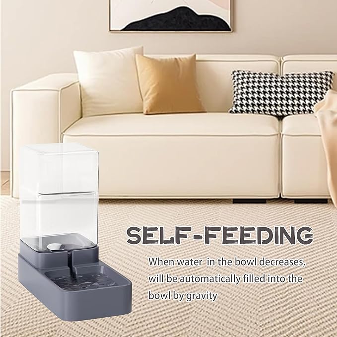 Automatic Cat Feeder and Water Dispenser with Pet Food Bowl,Gravity Food Feeder and Waterer Dispenser in Set for Small Medium Dog Puppy Kitten Rabbit Bunny Large Capacity(3.3L x 2) - PAWPICO