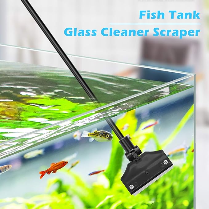 Aquarium Algae Scraper,Aquarium Glass Cleaner,Fish Tank Cleaner, Aquarium Scraper with 10 Blades,26 Inch. Pronetcus