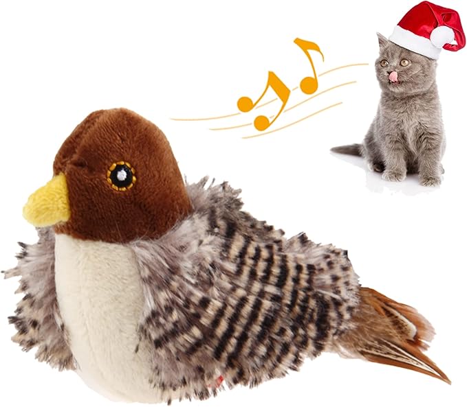 Gigwi Chirping Bird Cat Toys for Indoor Cats, Interactive Cat Toy with Real Electronic Squeaky Sound and Feather, Kitten Toys Automatic Cat Toy for Cat Exercise & Kicker to Self Play, Relieve Boredom - PAWPICO