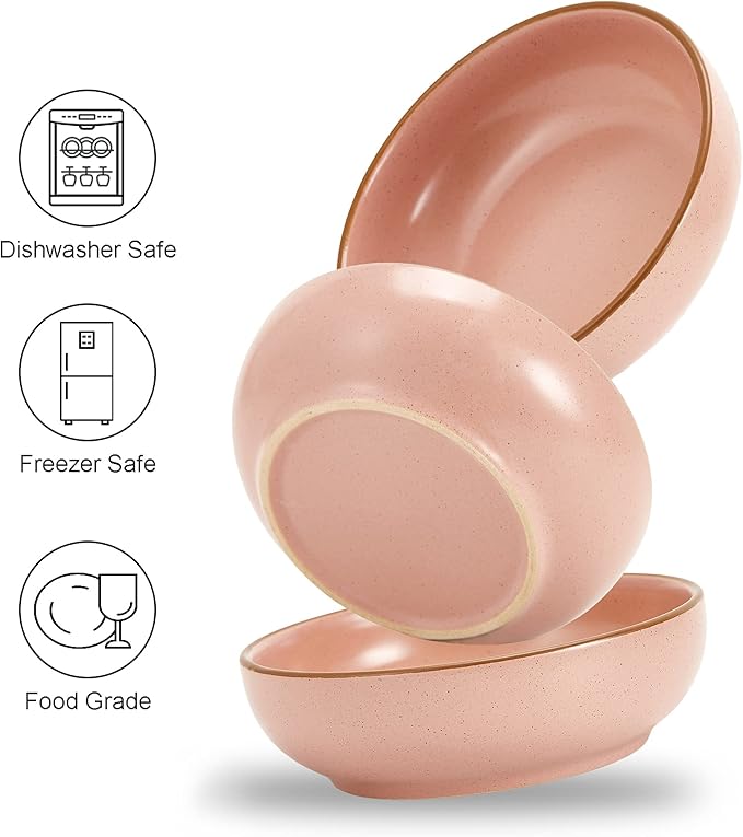 Ceramic Cat Bowls, Howise Pet Bowl Cat Dishes for Food and Water, 5.19 in Cat Food Bowl 3 Pack Pet Dishes for Cats Puppy, Matte Pink Finish - PAWPICO