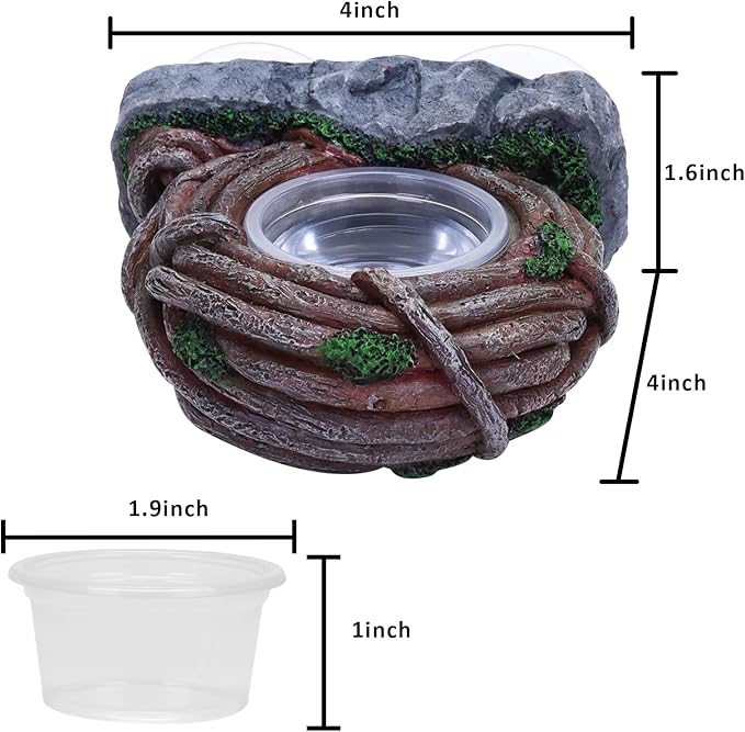 AIICIOO Vine Reptile Feeding Ledge Pet Food Bowl Water Dish Amphibian Feeder Bowl Reptile Terrarium Decor for Bearded Dragon Lizard Snake Frog Gecko Tortoise Hermit Crab AIICIOO
