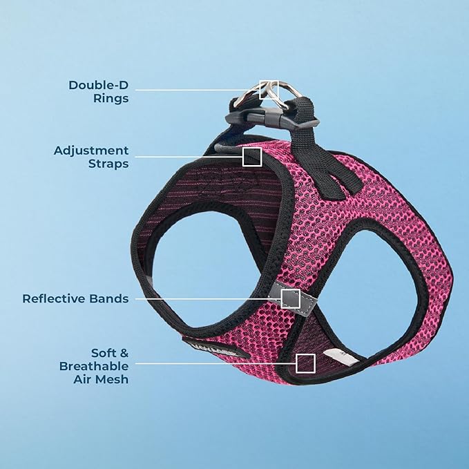 Voyager Step-in Air Dog Harness - All Weather Mesh, Reflective, No Pull Harness for Small, Medium Dogs, Cats - Secure with Hook & Loop Fastener, Buckle, Double D-Rings - Fuchsia 2-Tone, M BestPetSuppliesLLC