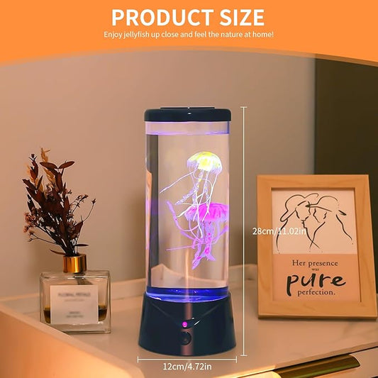 Jellyfish Lamp with 7 Color Changing Effect LED Jellyfish Aquarium Tank Mood Lamp Aquarium Light Table lamp Home Decor Gift for Kids Women Men (Black) Ekovko