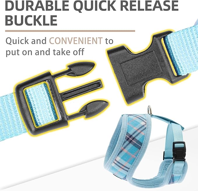 PUPTECK Soft Mesh Dog Harness and Leash Set Pet Puppy Cat Comfort Padded Vest No Pull Harnesses, Light Blue, M PUPTECK