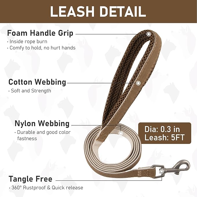 GAMUDA Small Pet Harness Collar and Leash Set, Step in No Chock No Pull Linen Fabric Soft Mesh Dog Vest Harnesses Reflective for Dogs Puppy Cats Kitten Rabbit (Brown, L) GAMUDACollarsCollection