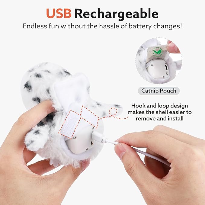 Flapping Owl Cat Toys, Interactive Cat Exercise Toy with Lifelike Bird Chirp, USB Rechargeable Automatic Cat Kicker Catnip Toys for Bored Indoor Adult Cats Kittens - PAWPICO