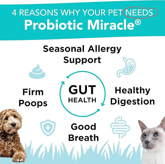 Probiotics for Cats & Dogs : Probiotic Miracle : Bowel & Gut Support : Digestive Health : Stop Diarrhea, Loose Stool NUSENTIA