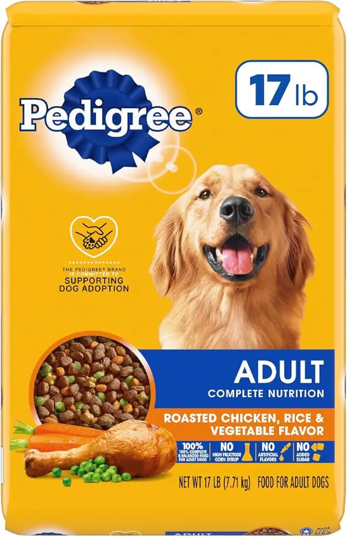 PEDIGREE Complete Nutrition Adult Dry Dog Food Roasted Chicken, Rice & Vegetable Flavor Dog Kibble, 17 lb. Bag - PAWPICO