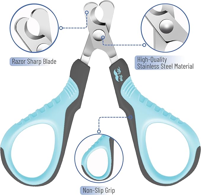 Mr. Pen- Cat Nail Clipper, Sky Blue & Dark Gray Cat Nail Trimmer, Cat Nail Clippers, Cat Claw Clippers, Cat Clippers for Nails, Pet Nail Clippers, Kitten Nail Clipper, Small Dog Nail Clipper - PAWPICO