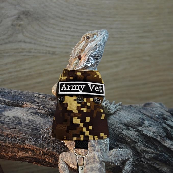 Bearded Dragon Harness and Leash Set - Adjustable Lizard Harness with Replaceable Patch Outdoor Traction Rope Walking Training Leash Reptile Halloween Costume Accessories for Small Pets (Brown) SEZDEKI