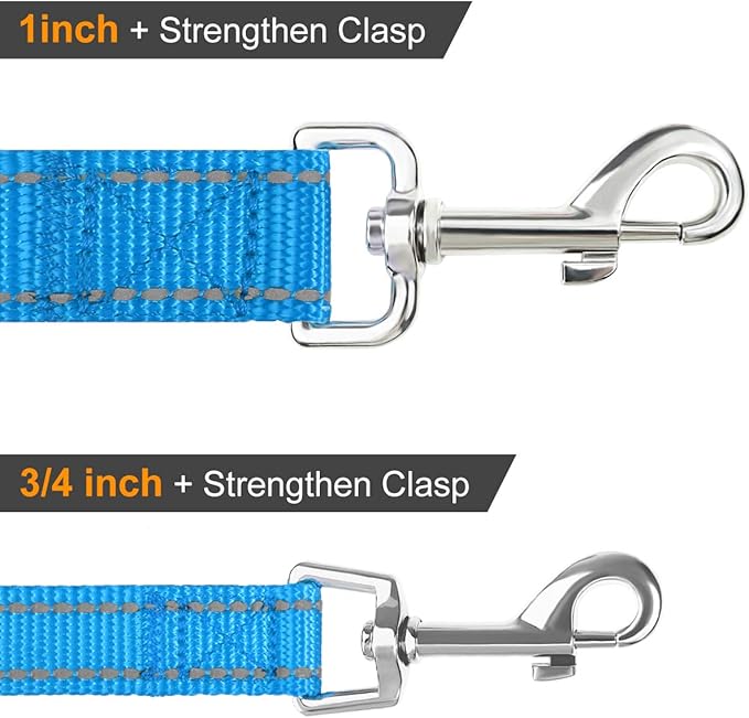Joytale Double-Sided Reflective Dog Leash, 6 FT/5 FT/4 FT, Padded Handle Nylon Heavy Duty Leashes for Small & Medium Dogs Walking, Sky Blue, 5FT Joytale