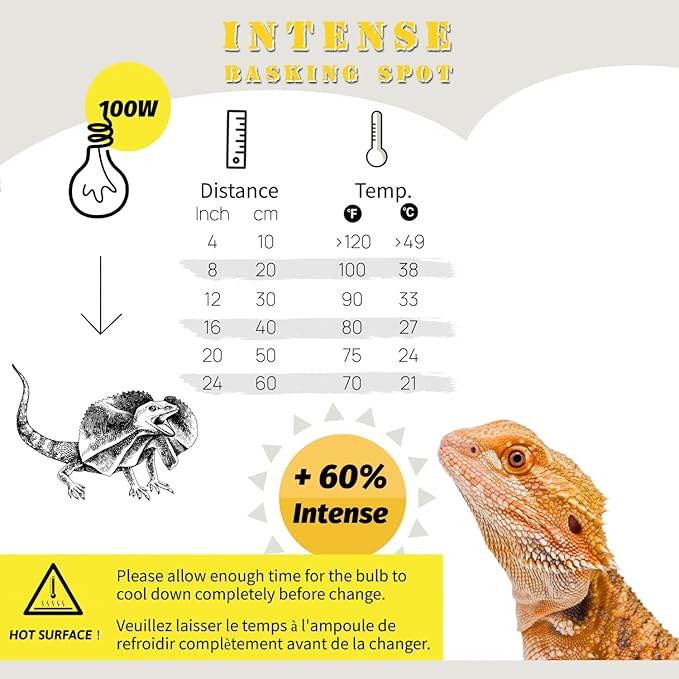 Basking Light for Reptiles, 2-Pack 100W Upgraded Intense Basking Spot, Reptile Basking Bulb Light, UVA Heat Lamp Bulb for Bearded Dragon Turtle Chicken ReptiKing