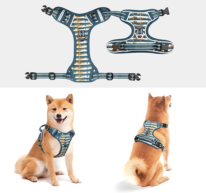 Timos Dog Harness, No-Pull Pet Harness with 2 Leash Clips, 3 Snap Buckles Adjustable Soft Padded Dog Vest, Reflective No-Choke Pet Oxford Vest with Easy Control Handle for Small Medium Large Dogs Timos