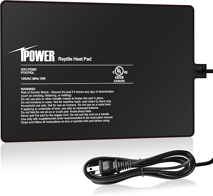 iPower 8X12 Inch Reptile Heat Pad Under Tank Heater Terrarium Warmer Heating Mat for Turtles Lizards Frogs and Other Small Animals iPower