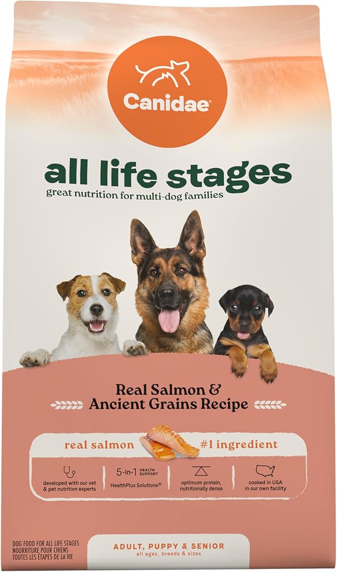 Canidae All Life Stages Real Salmon & Ancient Grains Recipe – High Protein Premium Dry Dog Food for All Ages, Breeds, and Sizes– 5 lbs. - PAWPICO