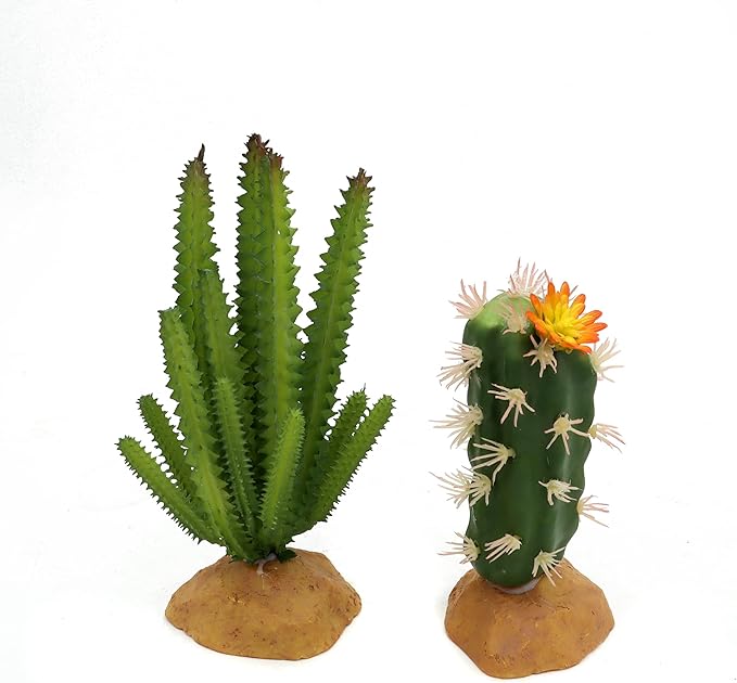 JIHAQUA Reptile Plants Succulent, Artificial Desert Rain Forests Plants for Lizard Bearded Dragon Chameleon Gecko Snake Amphibian Terrarium Decor (Set 2) JIHAQUA