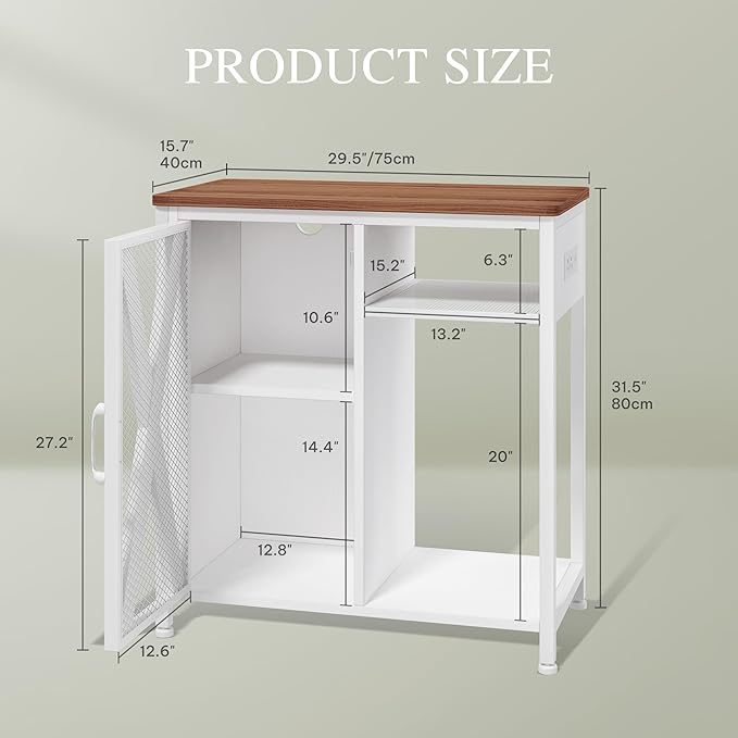 YITAHOME Fish Tank Stand with Power Outlets & LED Light, 20-29 Gallon Metal Aquarium Stand with Cabinet for Fish Tank Accessories Storage for Turtle Tank, Reptile Terrarium, 350LBS Capacity, White YITAHOME