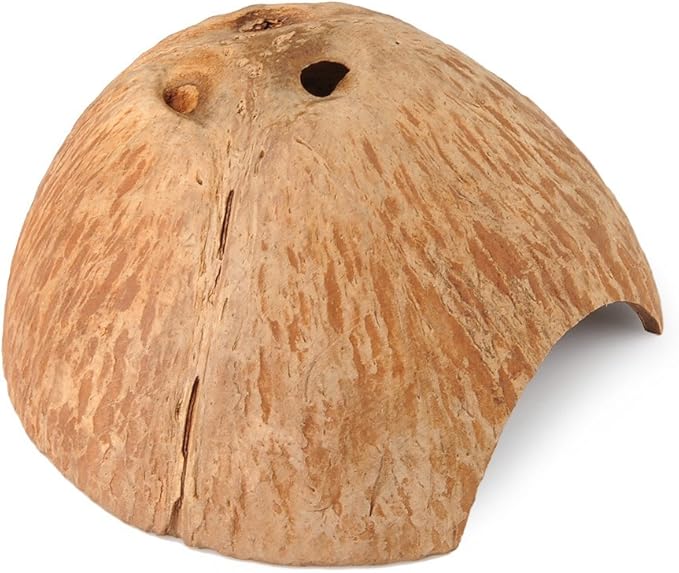 Hypeety Natural Coconut Reptile Habitat Hideout for Reptile, Lizard, Spider, Snake, Aquarium, Fish Hide Cave Hermit Crabs, Hamsters Natural Coco Hut Organic Non-Toxic Aquarium Decoration Hypeety