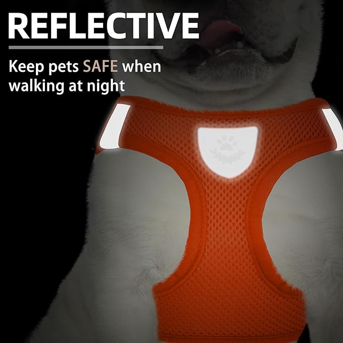 PUPTECK Adjustable Dog Harness Collar and Leash Set Step in No Pull Pet Harness for Small Medium Dogs Puppy and Cats Outdoor Walking Running, Soft Mesh Padded Reflective Vest Harnesses PUPTECK