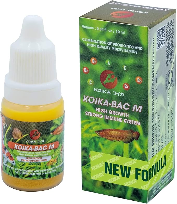 KOIKA BACM Natural Color Enhancement for Fish, Combination of Probiotic & Multi-Vitamins for Aquarium A, B6, B2, Pleasant Smell (BACM (New Formula), 10ml) Koika