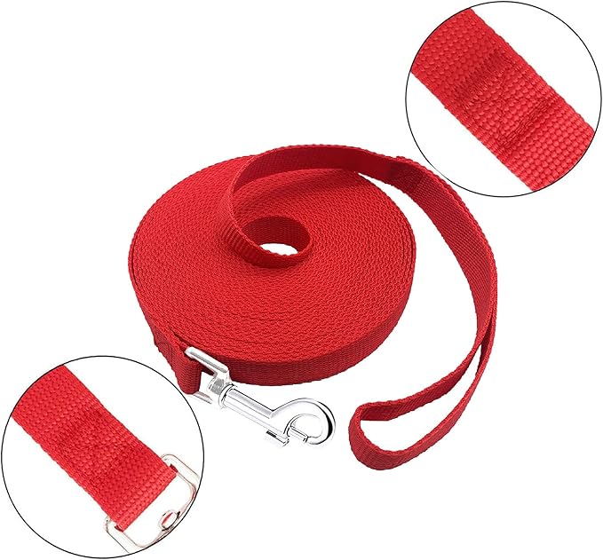 15ft 20ft 30ft 40ft 50ft Long Dog/Puppy Lead Obedience Recall Training Dog Leashes for Small Medium Dogs Camping, Training, Play, or Backyard (15 FT, Red) PETGOGO
