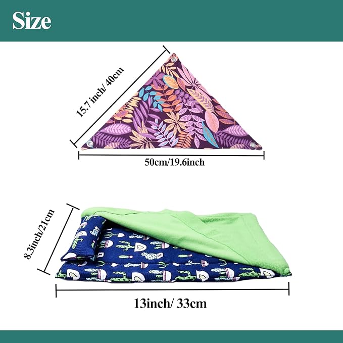 Bearded Dragon Tank Accessories, Reptile Bedding Hammock Soft Fabric Warm Sleeping Pillow with Cover Substrate for Bearded Dragon Leopard Gecko Lizard Mechpia
