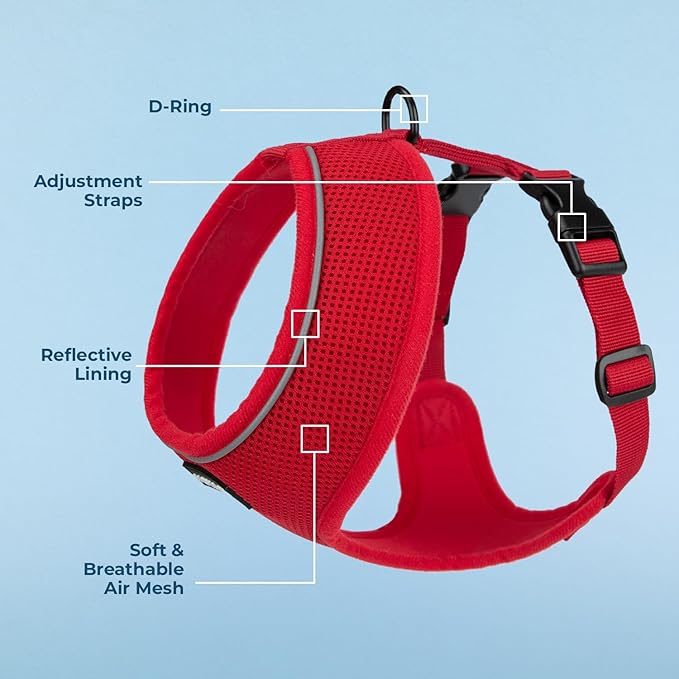 Voyager Aerolite No Pull Mesh Dog Harness with Lightweight, Soft, Breathable, Reflective Stitching, and Adjustable Straps for Walking, Running, Training, Heavy Duty and Durable - Red, S BestPetSuppliesLLC