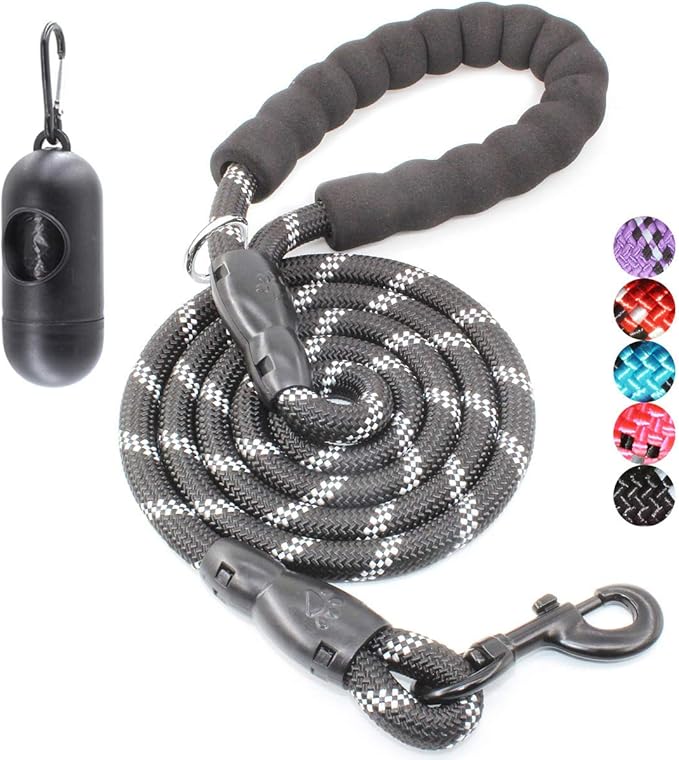 BAAPET 2/4/5/6 FT Dog Leash with Comfortable Padded Handle and Highly Reflective Threads for Small Medium and Large Dogs (4FT-1/2'', Black) BAAPET