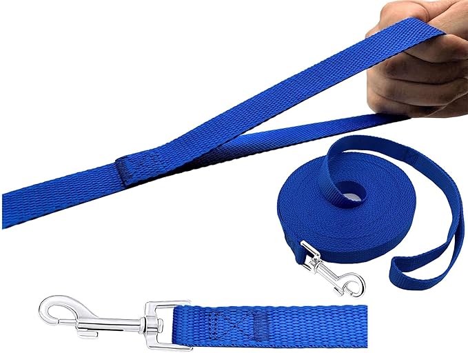 15ft 20ft 30ft 40ft 50ft Long Dog/Puppy Lead Obedience Recall Training Dog Leashes for Small Medium Dogs Camping, Training, Play, or Backyard (20 FT, Blue) PETGOGO