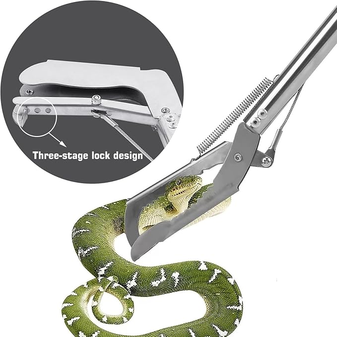 50" Snake Grabber Tool Rattle Snake Tongs Foldable Snake Grabber Tool Snake Pole Handling Tools Snake Hooks and Grabbers The Folded Length is 17inch, with Gloves*1 + Bag*1 PAWPICO
