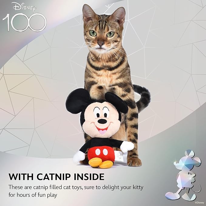 Mickey Mouse Cat Kicker Toy with Catnip, 9in | Disney Cat Toys | Fun Cat Kicker Style Plush Toy with Catnip and Crinkle for Cats Inspired by Disney Mickey and Friends - PAWPICO