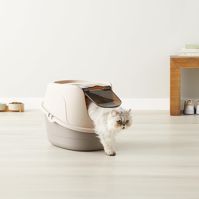 Amazon Basics No-Mess Enclosed Hooded Cat Litter Box, Standard, Multicolor, 21 in x 16 in x 15 in - PAWPICO